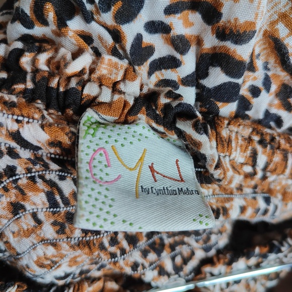 CYN by Cynthia Mehra Animal Print Rayon Halter Smoked Mini Dress - Picture 6 of 7